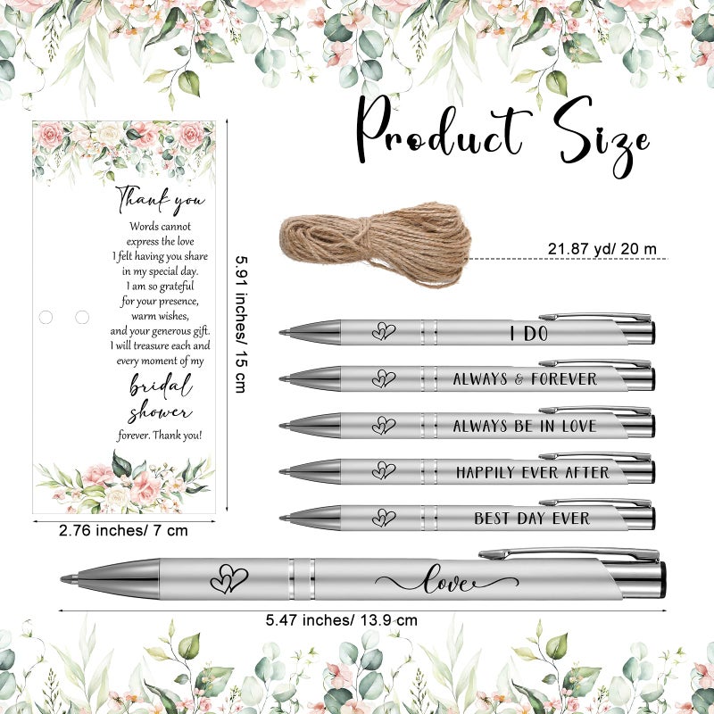 Chiisong 30 Sets Bridal Shower Favors for Guests Wedding Pens Bulk with Thank You Cards Bridal Shower Retractable Ballpoint Pen for Guest Gifts Game Prizes Wedding Souvenirs (Floral) - Image 2