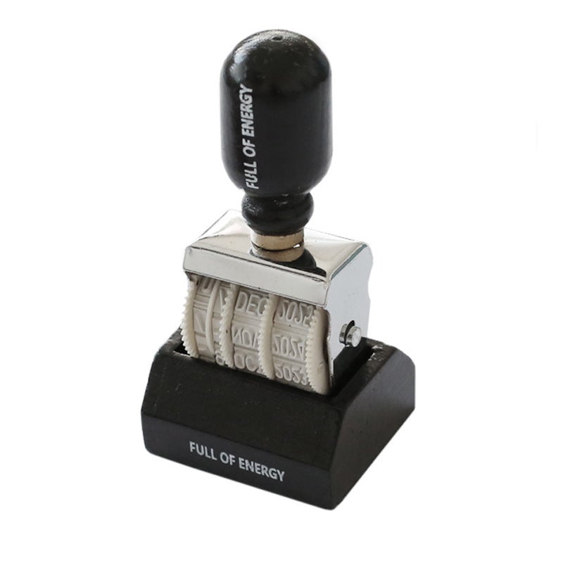 Korean DIY Roller Knob Stamp Tool – Retro Date Postmark for Hand Accounts - Image 5