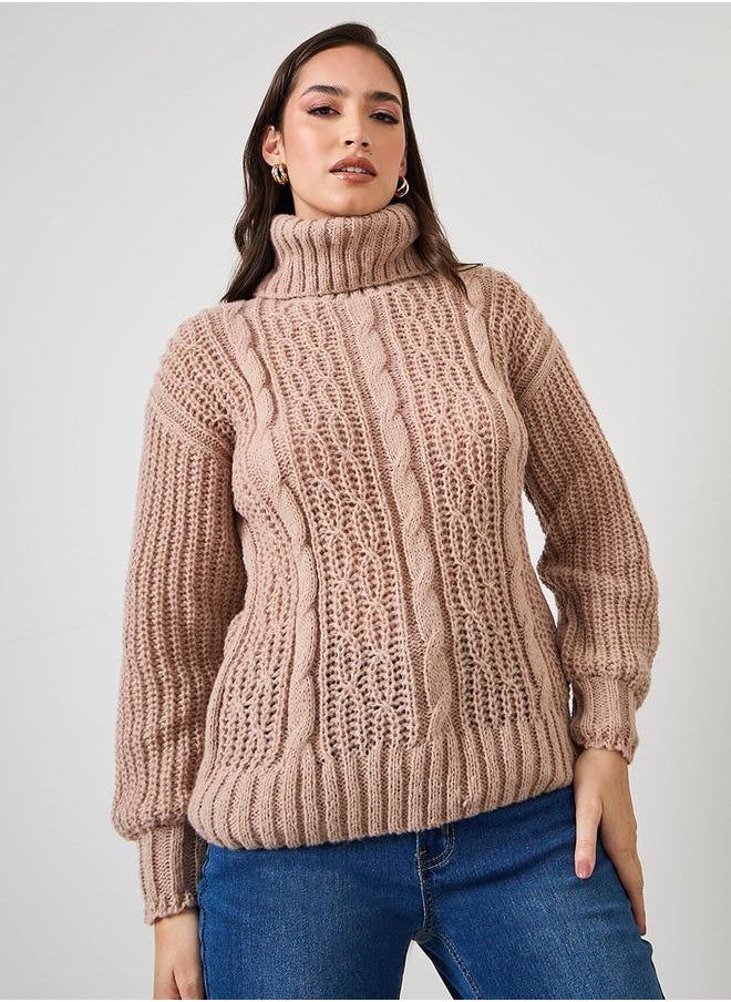 Oversized Cable Knit Turtle Neck Sweater - pzsku/ZFE6A0FECD93AB347F375Z/45/_/1732177609/eb9dc501-a5a6-45d6-bc53-83a2bd0f0040