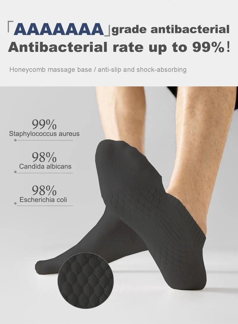 Men's Ankle Socks 5-Pack - Summer Mesh Breathable Socks with 7A Antibacterial Technology, Moisture Wicking, Anti-Slip Massage Sole - Image 4