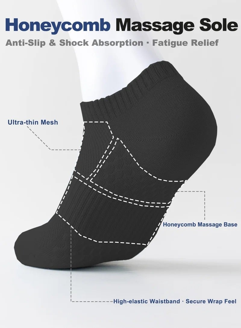 Men's Ankle Socks 5-Pack - Summer Mesh Breathable Socks with 7A Antibacterial Technology, Moisture Wicking, Anti-Slip Massage Sole - Image 5