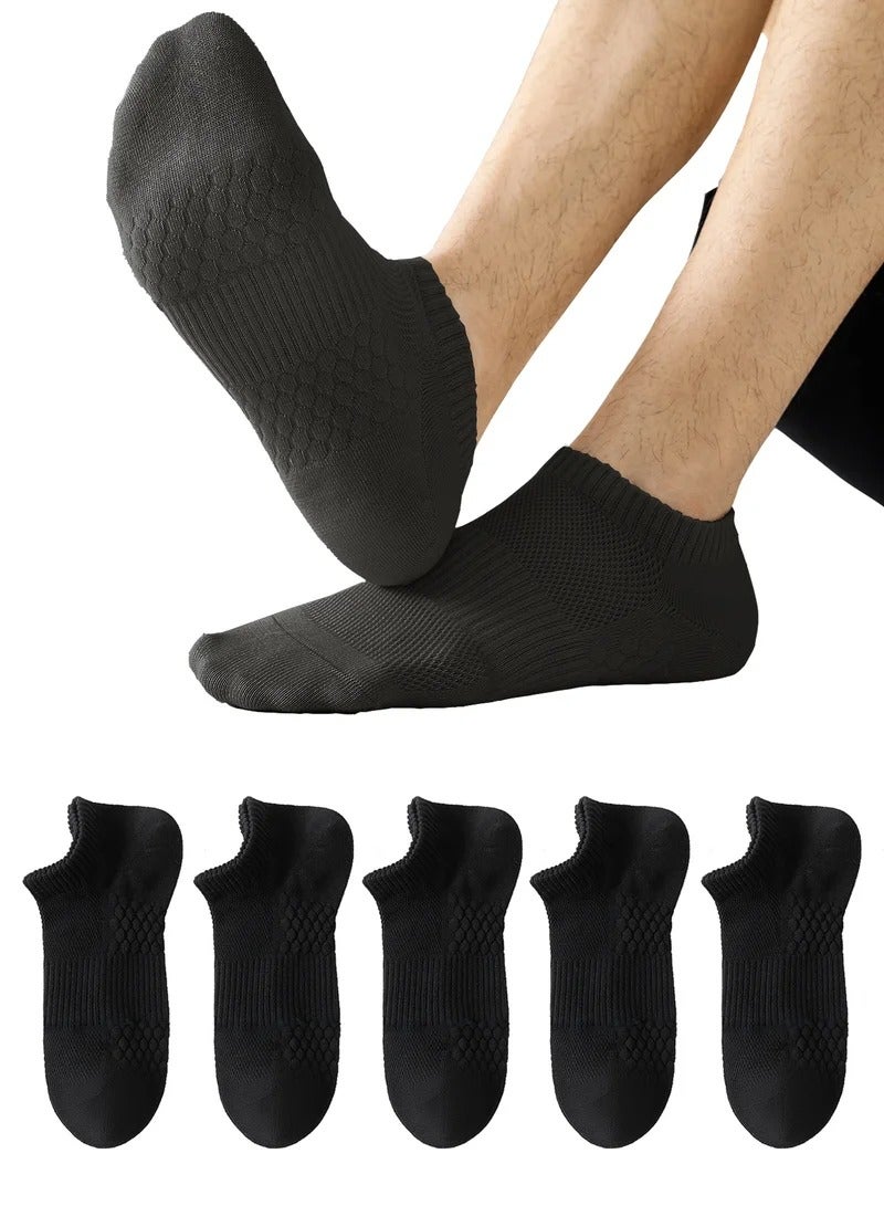 Men's Ankle Socks 5-Pack - Summer Mesh Breathable Socks with 7A Antibacterial Technology, Moisture Wicking, Anti-Slip Massage Sole - Image 1