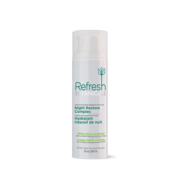 REFRESH BOTANICALS Night Restore Complex Youthrestoring Night Cream with Cucumber and Cornflower For Dry to Normal Skin Types Organic Natural Paraben Chemicals free 50 ml