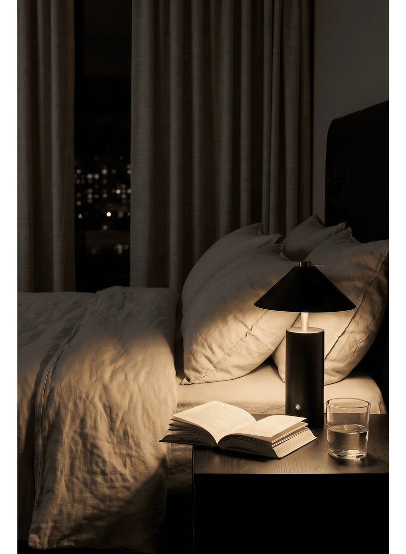 Black Hat-Shaped LED Table Lamp, Rechargeable Wireless Touch Control Desk Lamp, Dimmable Ambient Light, Modern Nordic Creative Night Light for Bedroom, Living Room, Home & Bar Decor - Image 3