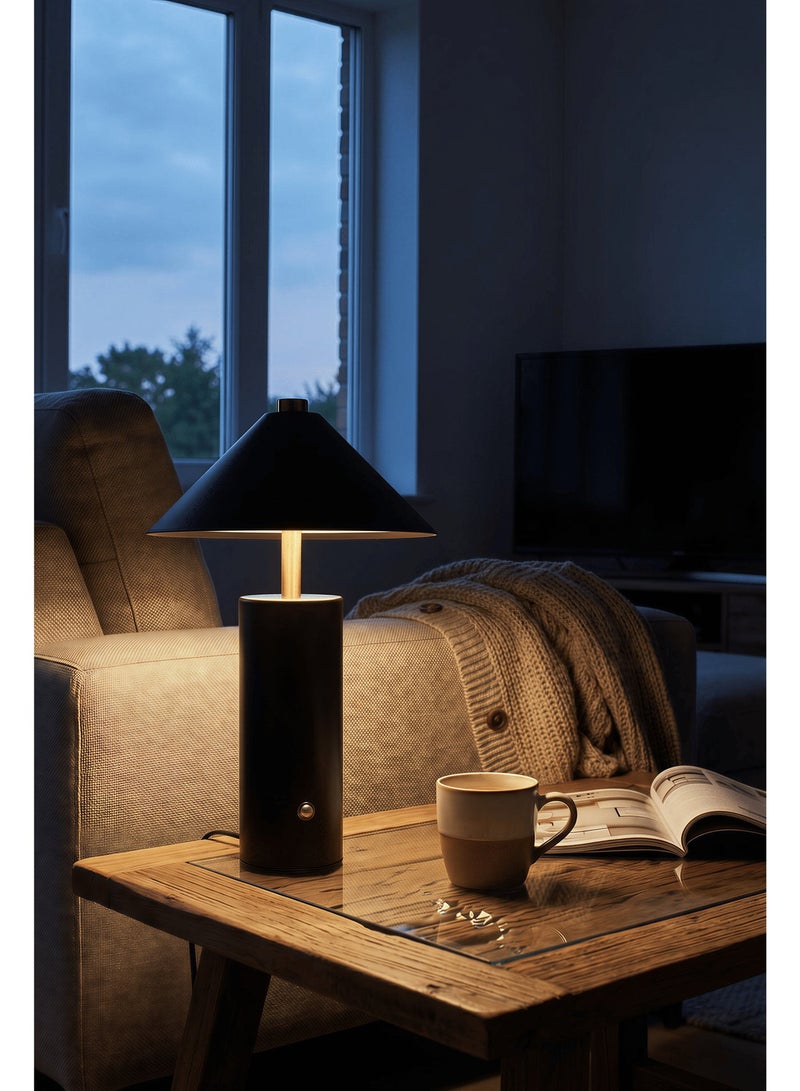 Black Hat-Shaped LED Table Lamp, Rechargeable Wireless Touch Control Desk Lamp, Dimmable Ambient Light, Modern Nordic Creative Night Light for Bedroom, Living Room, Home & Bar Decor - Image 4