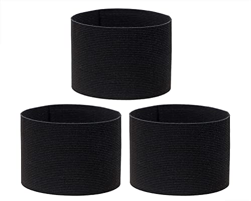 ONLYKXY 3PCS Captain Armbands 7x325CM275x1279inch Adjustable Leader Armband Team Sport Armband for Soccer Basketball Volleyball School Team Competition Coach Players Wrist Arm Bands Black - Image 1