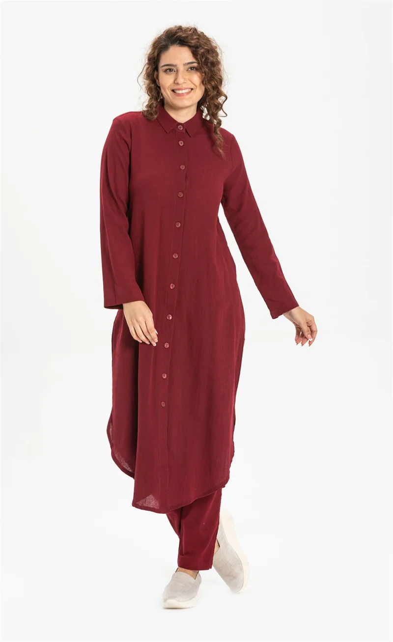 Eliş Şile Bezi Edanur Şile Cloth Tunic Claret Red Brd
