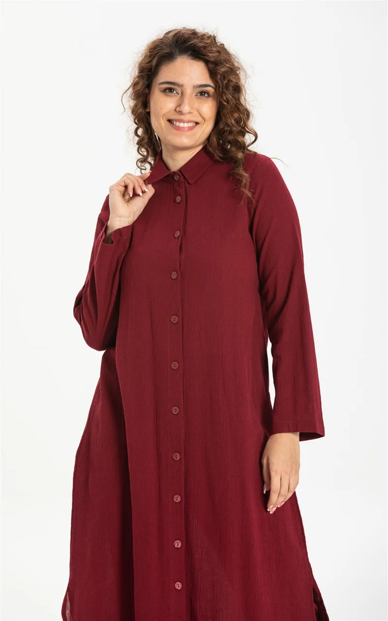 Eliş Şile Bezi Edanur Şile Cloth Tunic Claret Red Brd