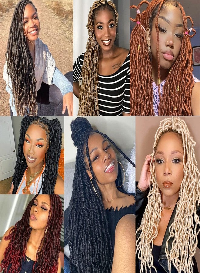 Annivia 32Inch Full Double Lace Box Braided Wigs for Black Women Faux Locs Square Knotless Wigs with Baby Hair Long Dreadlock Wig Natural Black Hand-braided Synthetic Twist Lace locs Wig Ombre Blonde - Image 5