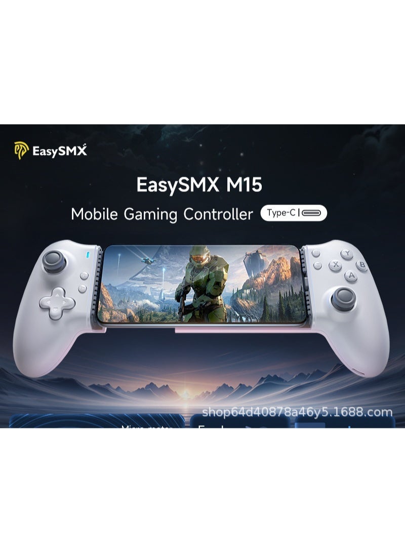 EasySMX وحدة تحكم الألعاب المحمولة EasySMX M15 الكلاسيكية للأندرويد/iPhone 15 سلسلة الألعاب السحابية XBOX/PS/Steam Link/أركيد/Google Play/Luna/ Game Pass مع زناد هول/عصا التحكم اهتزاز قابل للتعديل 6 مستويات زرين خلفيين قابلين للتخصيص أزرار ميكانيكية تصميم مريح قبضة مضادة للانزلاق بطارية 400mAh أبعاد قابلة للتمديد: 102mm-176mm - Image 2
