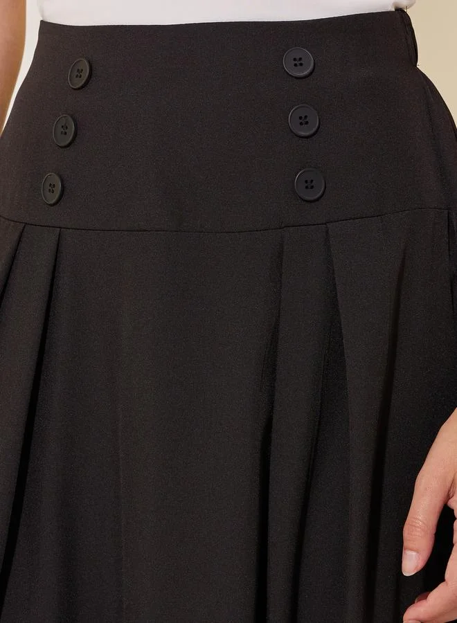 Take Two Solid High Rise A-Line Midi Skirt