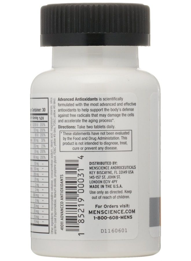 MenScience Androceuticals Advanced Antioxidants Daily Supplement, 60 Tablets