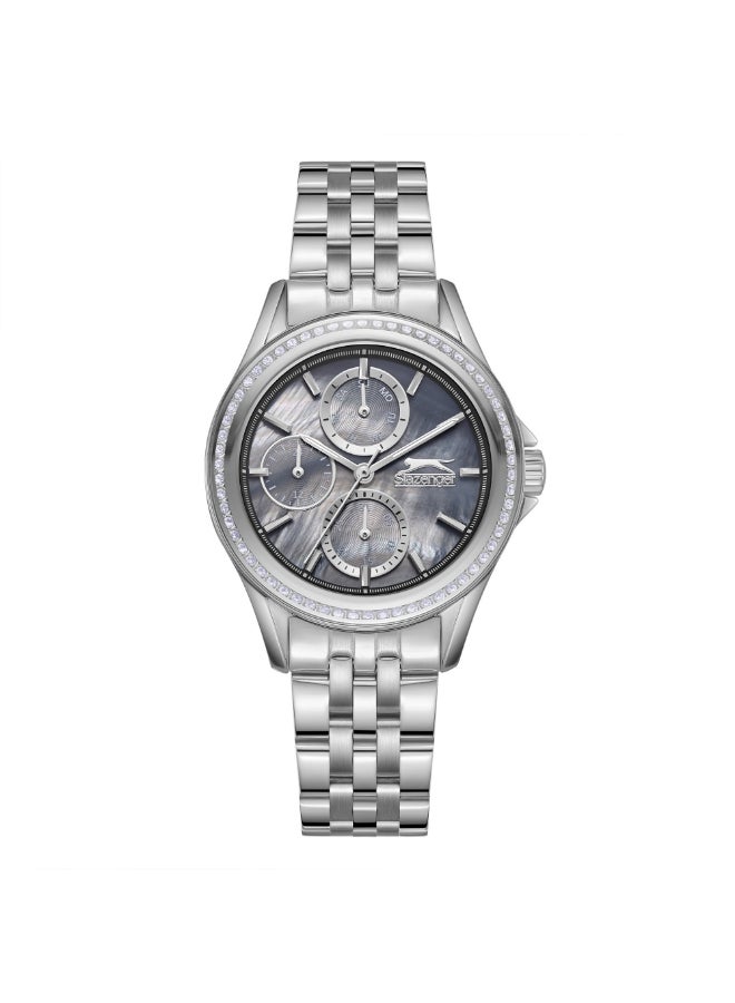 سلازنجر ساعة نسائية متعددة الوظائف بشاشة وسوار معدني فضي - Image 1