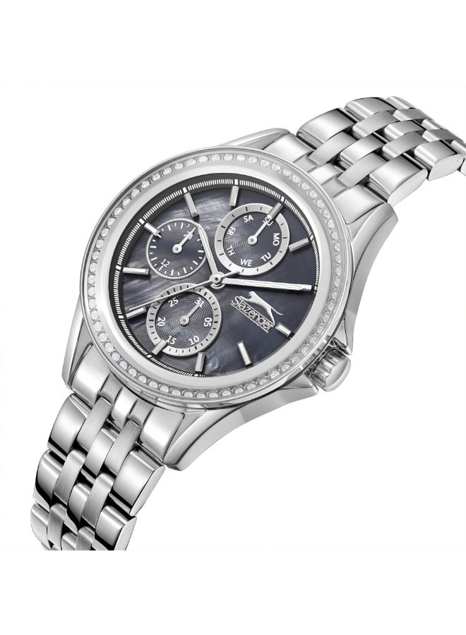 سلازنجر ساعة نسائية متعددة الوظائف بشاشة وسوار معدني فضي - Image 2