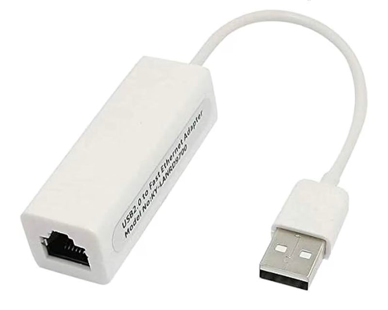 USB 2.0 to RJ45 10/100Mbps Ethernet LAN Adapter White - Image 1