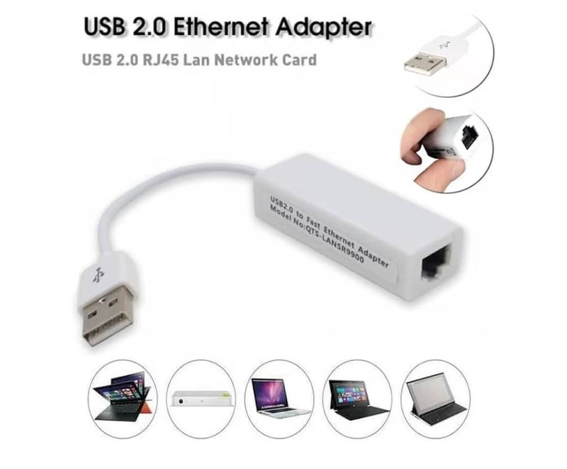 USB 2.0 to RJ45 10/100Mbps Ethernet LAN Adapter White - Image 2