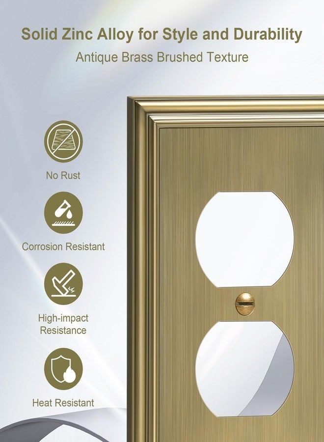 TREEWELL 4-Pack Duplex Outlet Cover, Durable Solid Zinc Alloy Decorative Switch Plates and Outlet Covers, Antique Brass Wall Plates for Electrical Outlets, 1 Gang Receptacle Cover, Corrosion Resistant - Image 3