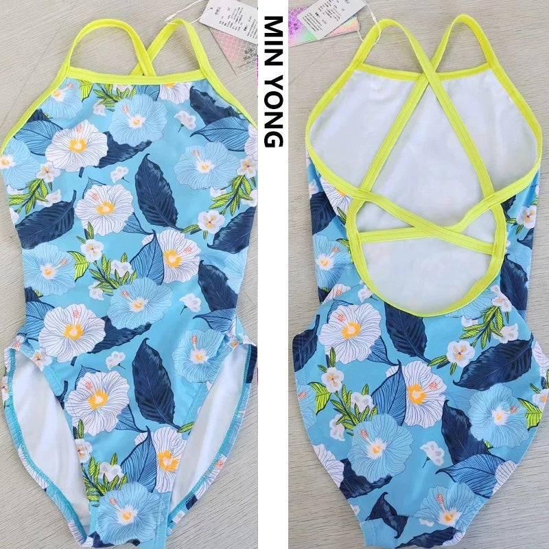 Famous swimming belt shiny crystal fine shoulder strap professional swimsuit triangle one-piece swimsuit racing tight single layer without chest pad - Image 5