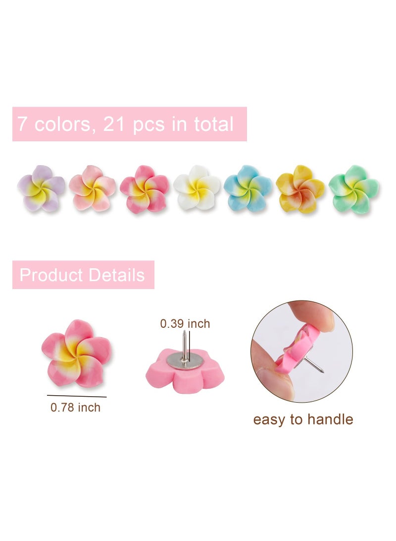 KASTWAVE 21Pcs Colorful Flower Push Pins, Tulip Decorative Pushpins Cork Board Thumbtacks, Cute Fun Thumb Tacks for Photo Wall, Feature Wall,Map, Bulletin Board, Whiteboard, Office or Home - Image 3