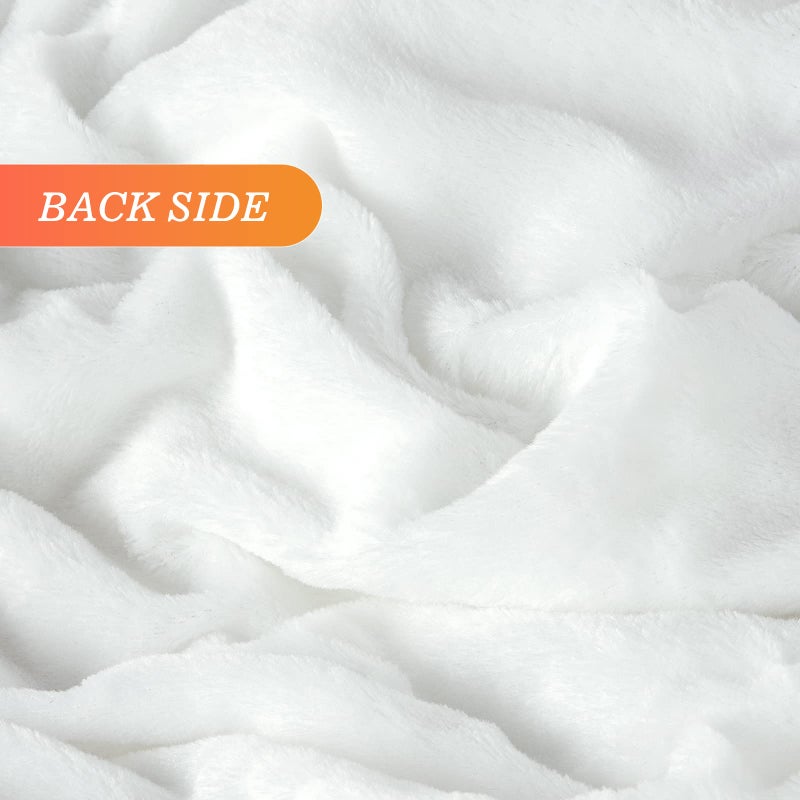 TOONOW Extra Soft Fuzzy Faux Fur Throw Blanket 50"x60", Reversible Lightweight Fluffy Cozy Plush Comfy Microfiber Fleece Decorative Shaggy Blanket for Couch Sofa Bed, Pure White - Image 4
