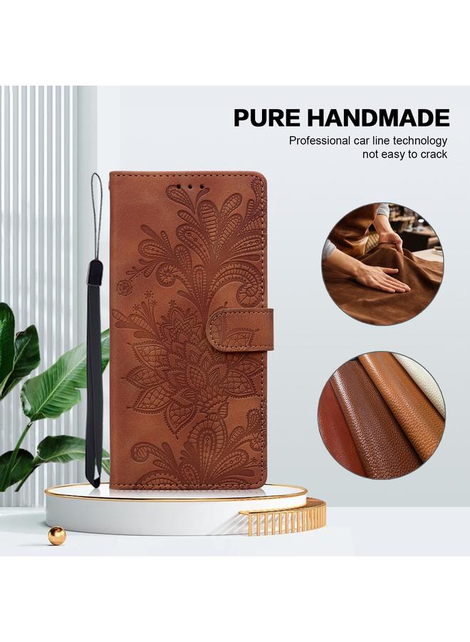 S-TOP Case For iPhone 6 / 7 / SE 2022 Lace Floral Embossed Magnetic Buckle PU Phone Case With Wrist Strap - Image 2