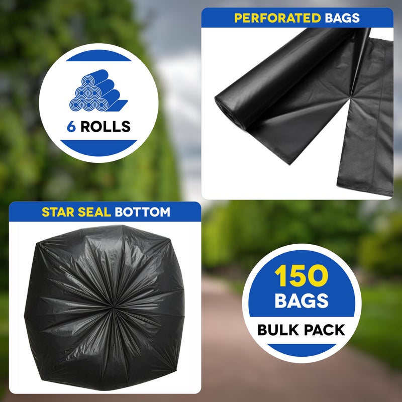 Alitte Large Trash Bags 55-60 Gallon | 150 Count, Heavy Duty Black Garbage Bags | Unscented, Leak Proof, Bulk Pack for Office, Industrial & Commercial Use - Made in USA - Image 5