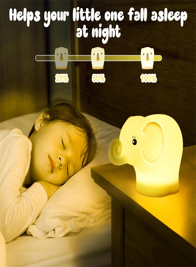 Nice Elephant Night Light for Kids Soft Silicone Bedside Night L 9 Color Baby Night Light with Remote Rechargeable Animal Kids Night L for Boys Girls Nursery Bedroom Kids Kawaii Gifts - Image 4