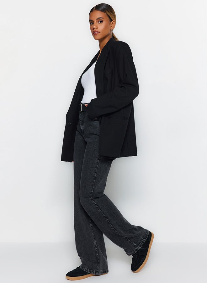 trendyol Anthracite High Waist Wide Leg Wide Leg Jeans - Image 2