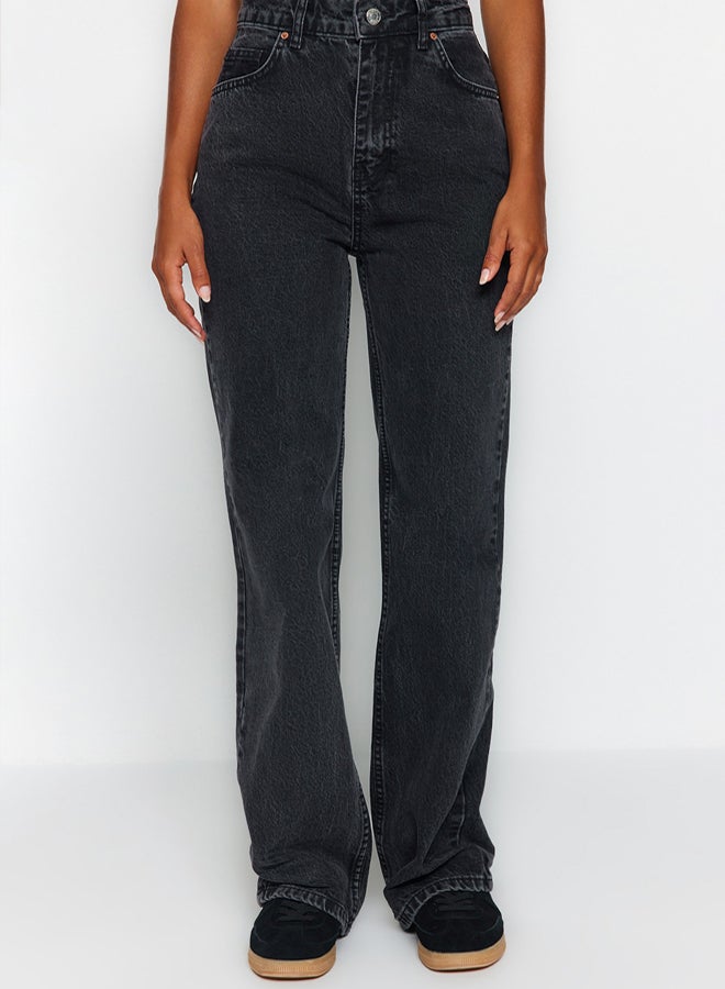 trendyol Anthracite High Waist Wide Leg Wide Leg Jeans - Image 4