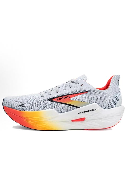 Brooks Hyperion max casual sneakers gray yellow red white.