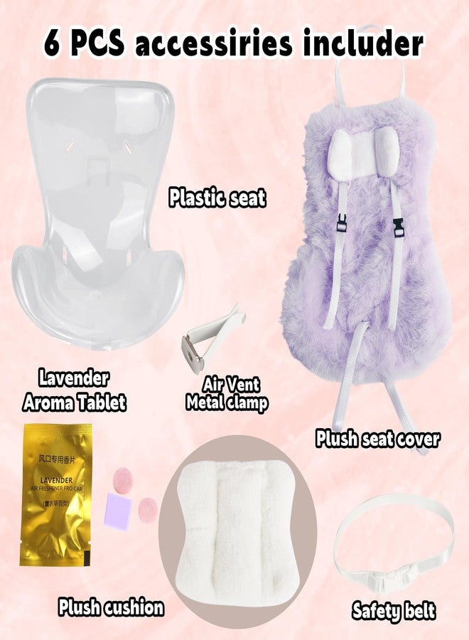 CHICHO Doll Car Seat with Soft Furry Cushion for 10-17cm Dolls, Clips onto Car Air Vent, Cute Doll Chair for Desktop Display, Fashionable Car Decoration Accessories (Purple) - Image 3