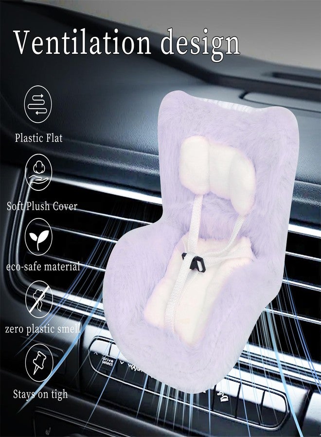 CHICHO Doll Car Seat with Soft Furry Cushion for 10-17cm Dolls, Clips onto Car Air Vent, Cute Doll Chair for Desktop Display, Fashionable Car Decoration Accessories (Purple) - Image 2