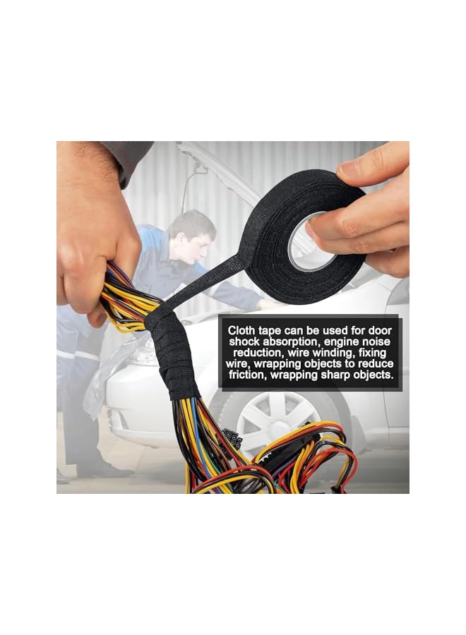 promass 6 Rolls 300 Feet Black High Temperature Resistant Insulating Fiber Flannel Electrical Tape, Automobile Wiring Harness Friction Tape, Width 1", 3/4", 3/8" - Image 5