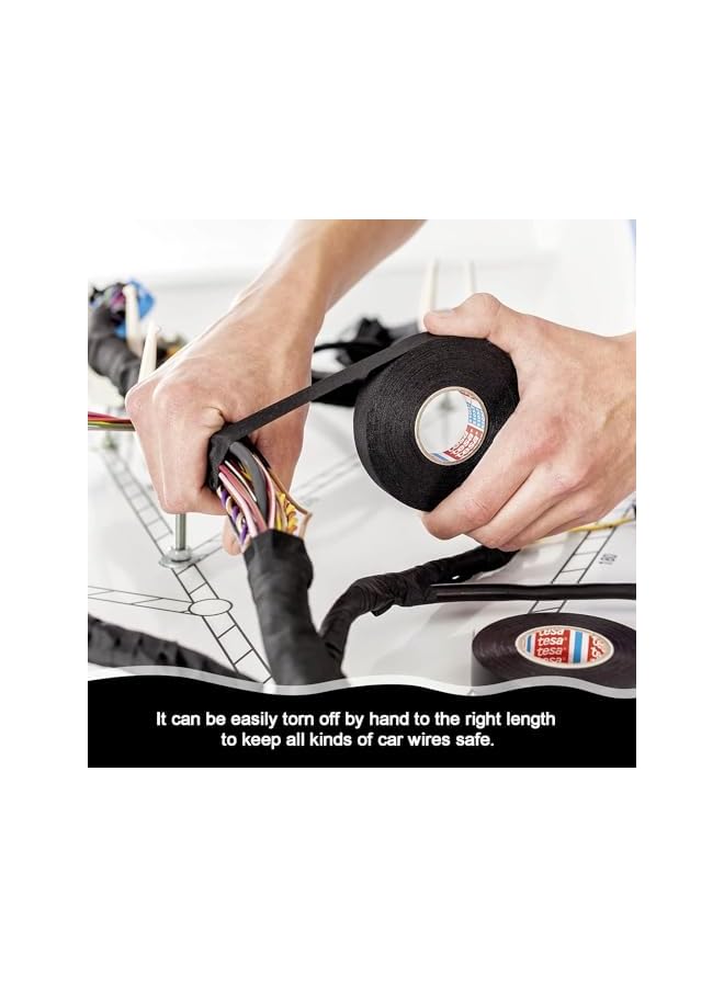 promass 6 Rolls 300 Feet Black High Temperature Resistant Insulating Fiber Flannel Electrical Tape, Automobile Wiring Harness Friction Tape, Width 1", 3/4", 3/8" - Image 4