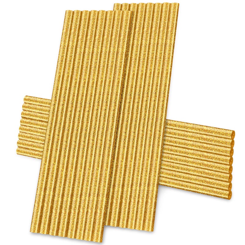 Manarty Glitter Gold Hot Glue Sticks 24PCS Mini Size 027 Dia x 8 Long Hot Melt Glue Stick Colored All Temperature Adhesive EVA Glue Sticks for Repairing Sealing Stamp DIY Art Craft Decoration