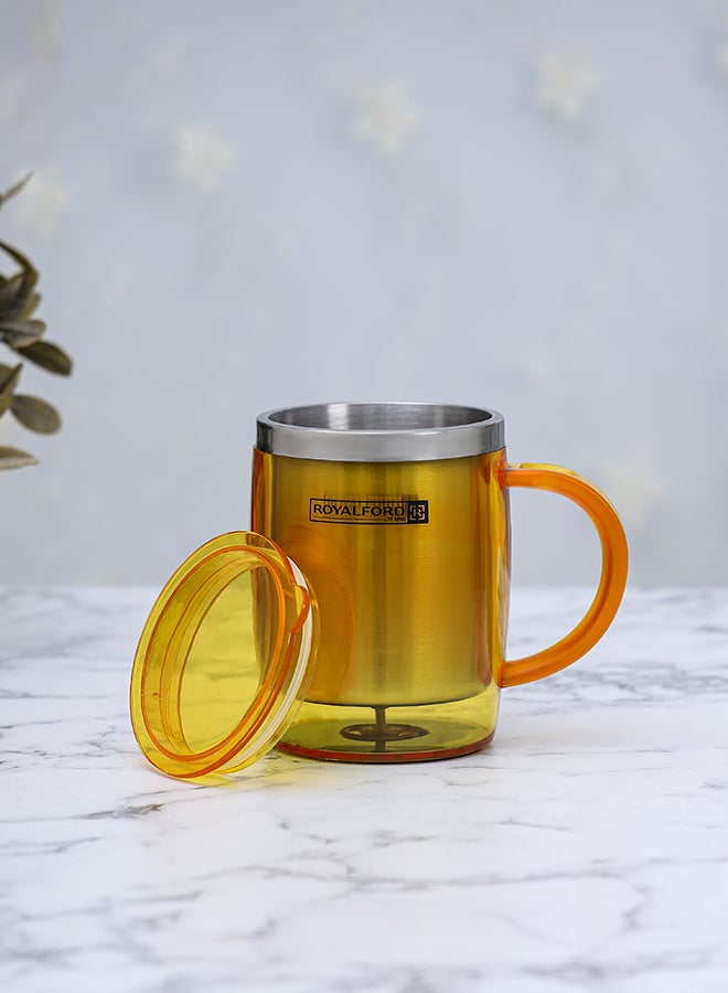 Royalford Double Wall Travel Mug Ss Inner Pot Hot Cold Orange/Yellow - Image 3