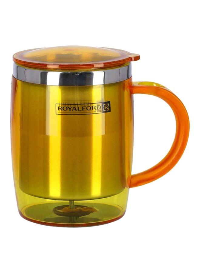 Royalford Double Wall Travel Mug Ss Inner Pot Hot Cold Orange/Yellow - Image 1