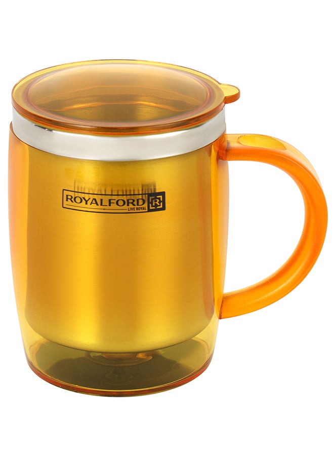 Royalford Double Wall Travel Mug Ss Inner Pot Hot Cold Orange/Yellow - Image 5