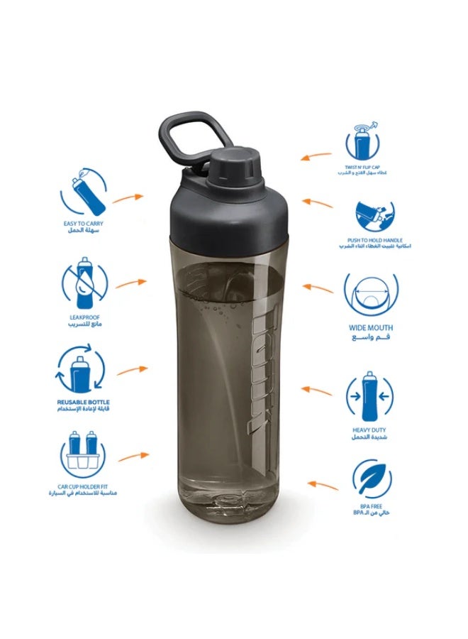 TANK Tritan Bottle, Leakproof 800ml, Black - Image 3