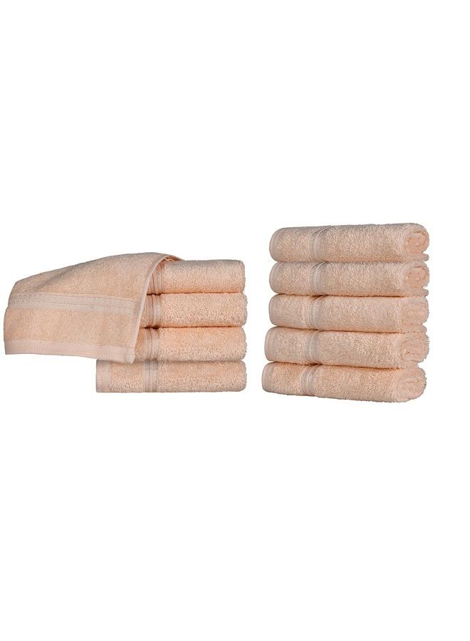 Superior Egyptian Cotton 10-Piece Face Towel Set, Small Towels for Facial, Spa, Quick Dry, Absorbent Towels, Bathroom Accessories, Guest Bath, Home Essentials, Washcloth, Airbnb, Peach - Image 1