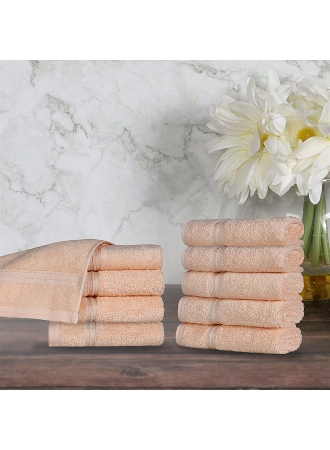 Superior Egyptian Cotton 10-Piece Face Towel Set, Small Towels for Facial, Spa, Quick Dry, Absorbent Towels, Bathroom Accessories, Guest Bath, Home Essentials, Washcloth, Airbnb, Peach - Image 2