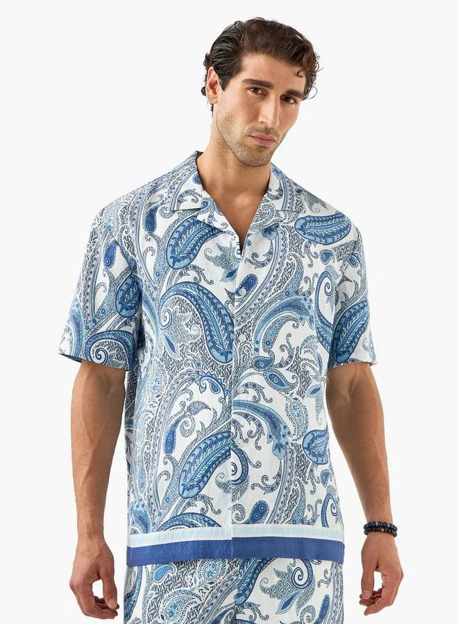 Iconic Iconic Regular Fit Paisley Print Collared Shirt