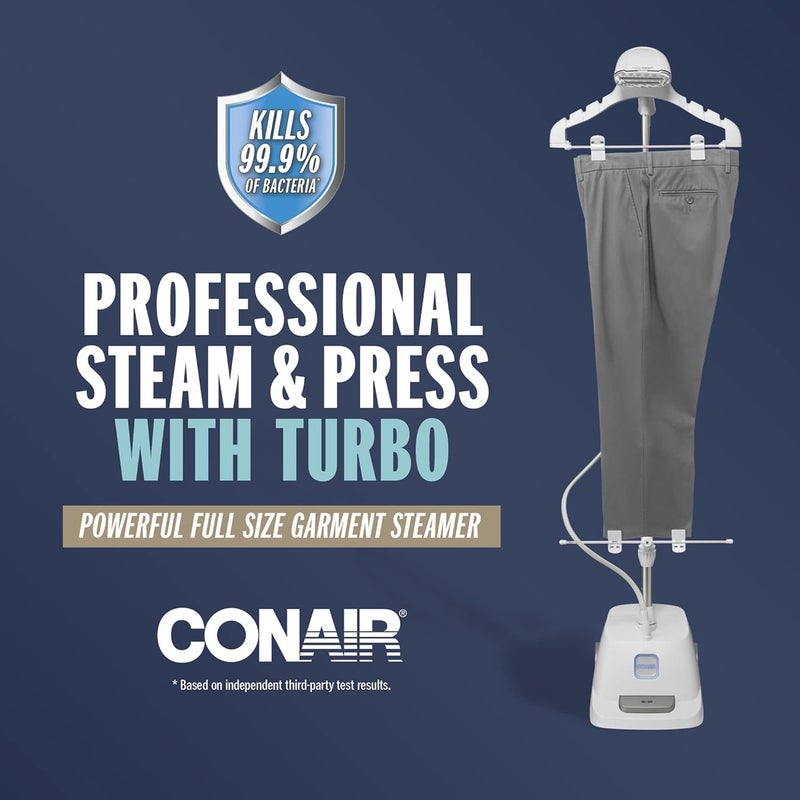 CONAIR Full Size Garment Steamer for Clothes, Turbo ExtremeSteam 1875W Professional Steam and Press - Image 1
