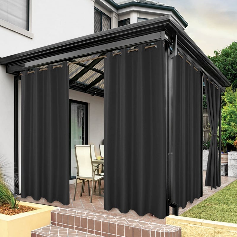 BONZER Outdoor Curtains for Patio Waterproof Thick Privacy Grommet Sunlight Blocking Outside Curtains for Porch Pergola Gazebo Deck 1 Panel 84W x 84L inch Charcoal