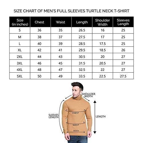 CHKOKKO Men’s Full Sleeve Cotton Turtle Neck T Shirt | Stylish Regular Fit Winter Wear | Soft Stretchy Fabric Casual Layering Outfit | Trendy Solid Tshirt for Men NAVYBLUE XL - Image 2
