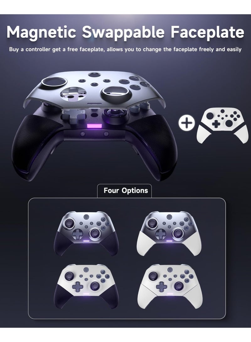 EasySMX وحدة تحكم ألعاب احترافية EasySMX X10 معززة بتقنية بلوتوث لأجهزة الكمبيوتر/ستيم/آيفون/أندرويد/تلفاز أندرويد/سويتش مع لوحة وجه قابلة للتبديل وثلاثة مفاتيح معدنية ميكانيكية 19 عصا تحكم وتأثير هول وزر التشغيل بدون انزلاق، بدون منطقة ميتة، اهتزاز مزدوج قابل للتعديل، زر تشغيل واحد، تحكم في الحركة بزاوية 6 محاور، وظيفة توربو، زران خلفيان قابلان للبرمجة، بطارية 1000 مللي أمبير، العب أسطورة الأسود وكونغ. - Image 3