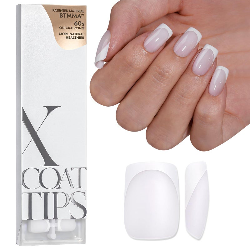 BTArtboxnails XCOATTIPS French Tip Nails  White Press On Nails Short 160 Pcs Milky White Square Soft Gel Nail Tips Soak Off False Nail Extensions For Gift