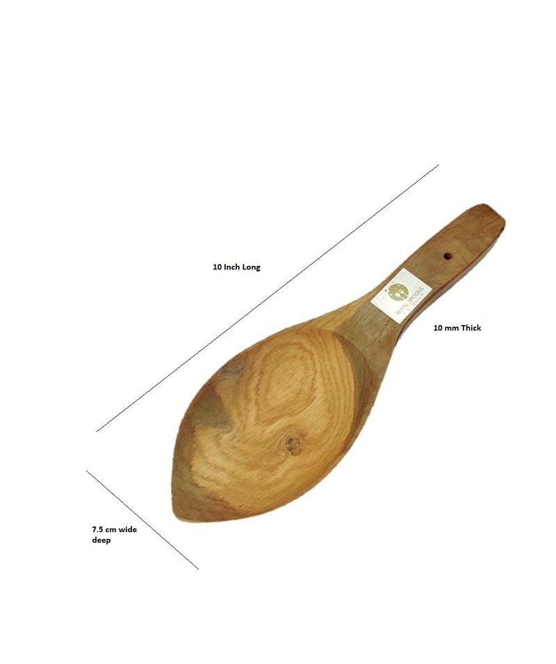 ARMAN SPOONS Royal Handmade Teak Wood Rice Spoons for Serving Rice Halwa Foods 10 inch Long x 3 inch Width Set of 2 Piece 2 - Image 3