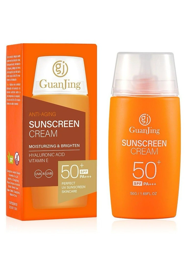 GUANJING Sunscreen Cream Hyalironic Acid Vitamin E SPF 50 PA+++ 50 g