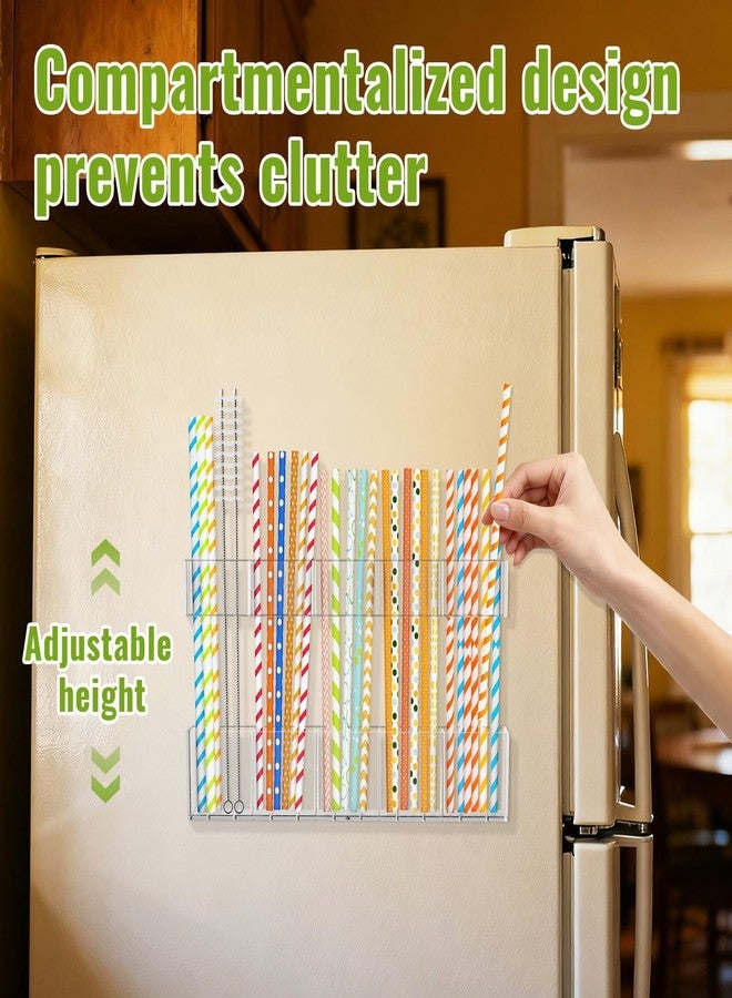 Mpotmiy 9.5” Large Acrylic Straw Holder for Cabinet Door-Reusable Tumbler Straw Organizer with Ultra Sticky Adhesive Tape,Plastic Kitchen Accessories Container for Inside Cupboard Door (Transparent) - Image 4
